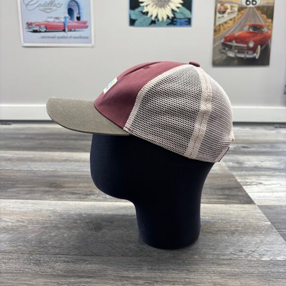 Patagonia Gray Pink Red Men One Size Mesh Back Snapback Baseball Trucker Cap Hat - Picture 2 of 7